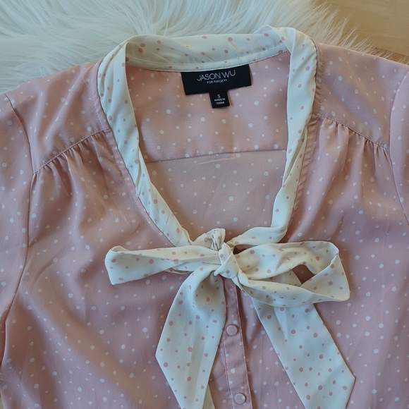 {Jason Wu} Polka Dot Tie Front Blouse - Picture 2 of 8
